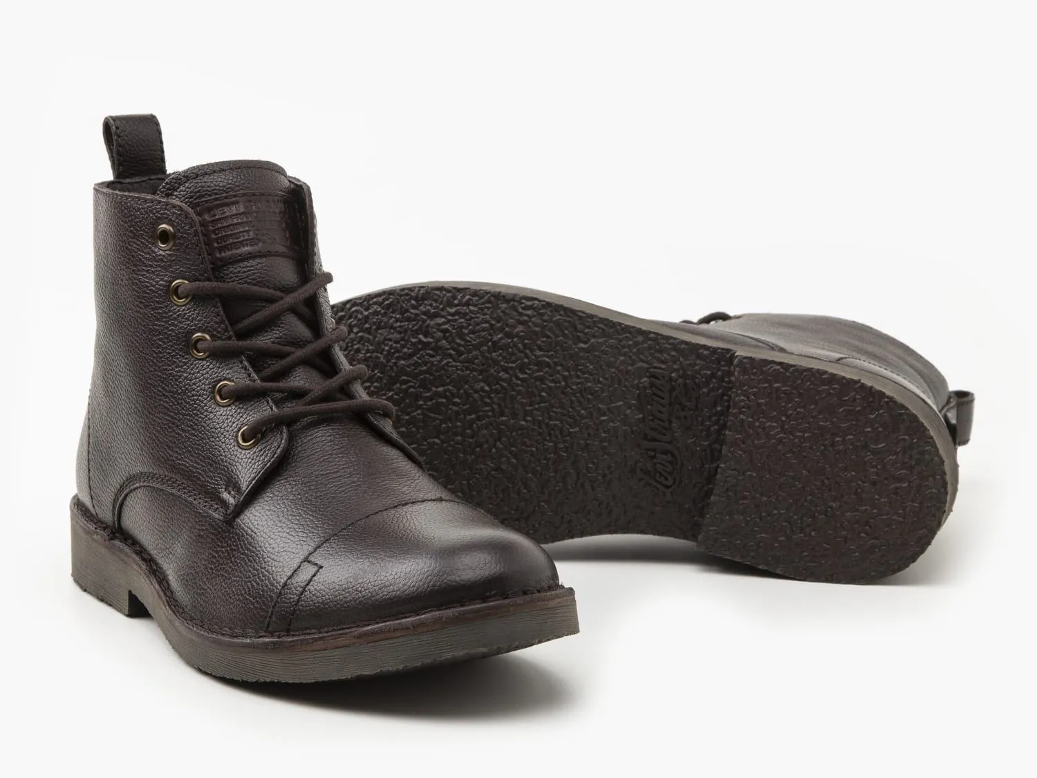 Levi's Track Dark Brown Lace Up Leather Boots