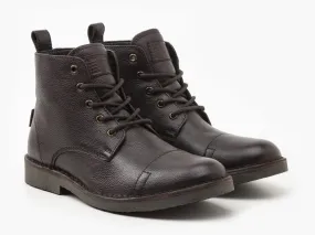 Levi's Track Dark Brown Lace Up Leather Boots