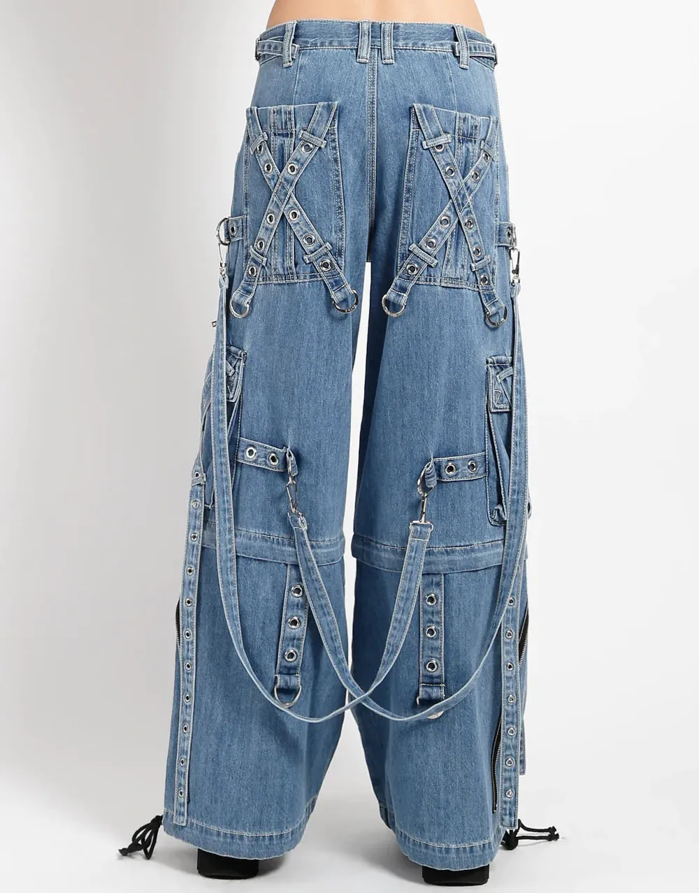 Light Denim Cross-Strap Pants