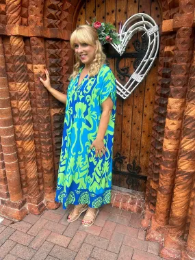 Lime Green Damask Mini Dress Rebecca