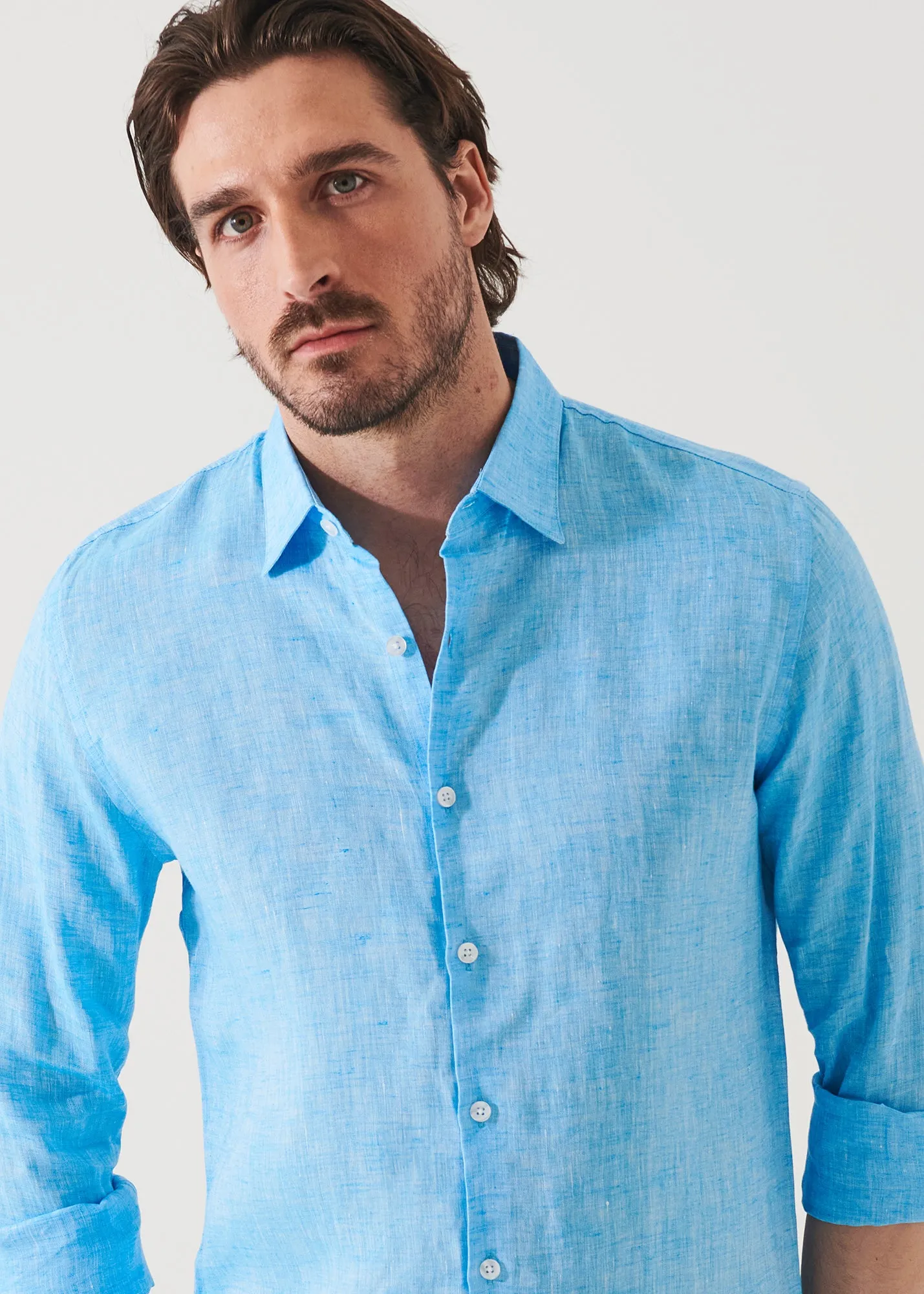 LINEN CHAMBRAY SHIRT - > Lightweight Linen Chambray Shirt