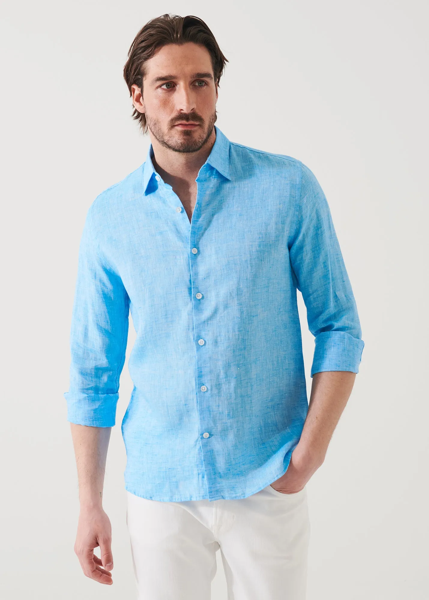 LINEN CHAMBRAY SHIRT - > Lightweight Linen Chambray Shirt