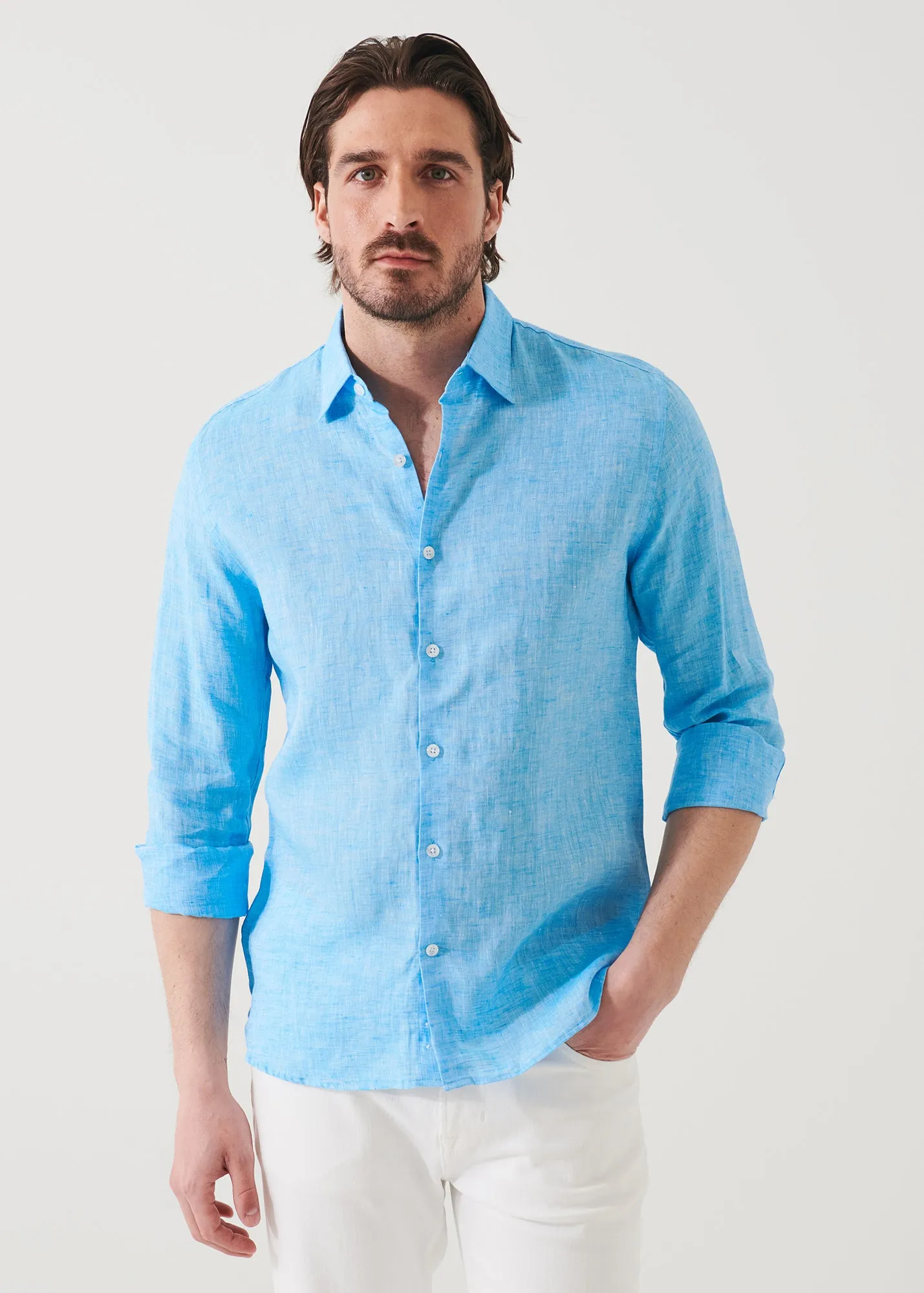 LINEN CHAMBRAY SHIRT - > Lightweight Linen Chambray Shirt