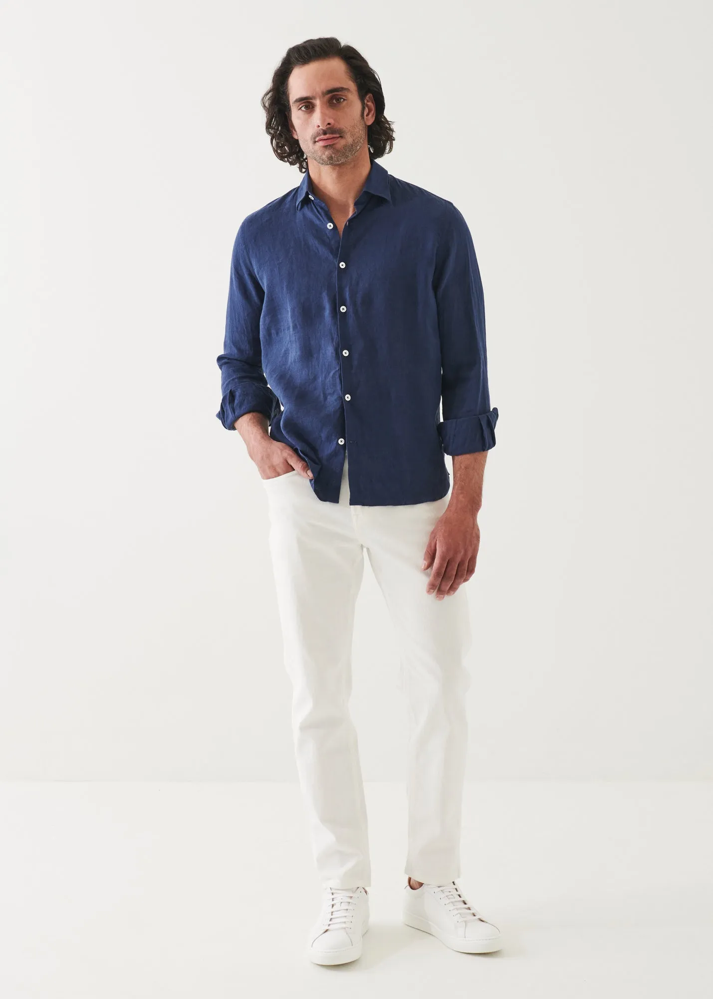 LINEN CHAMBRAY SHIRT - > Lightweight Linen Chambray Shirt