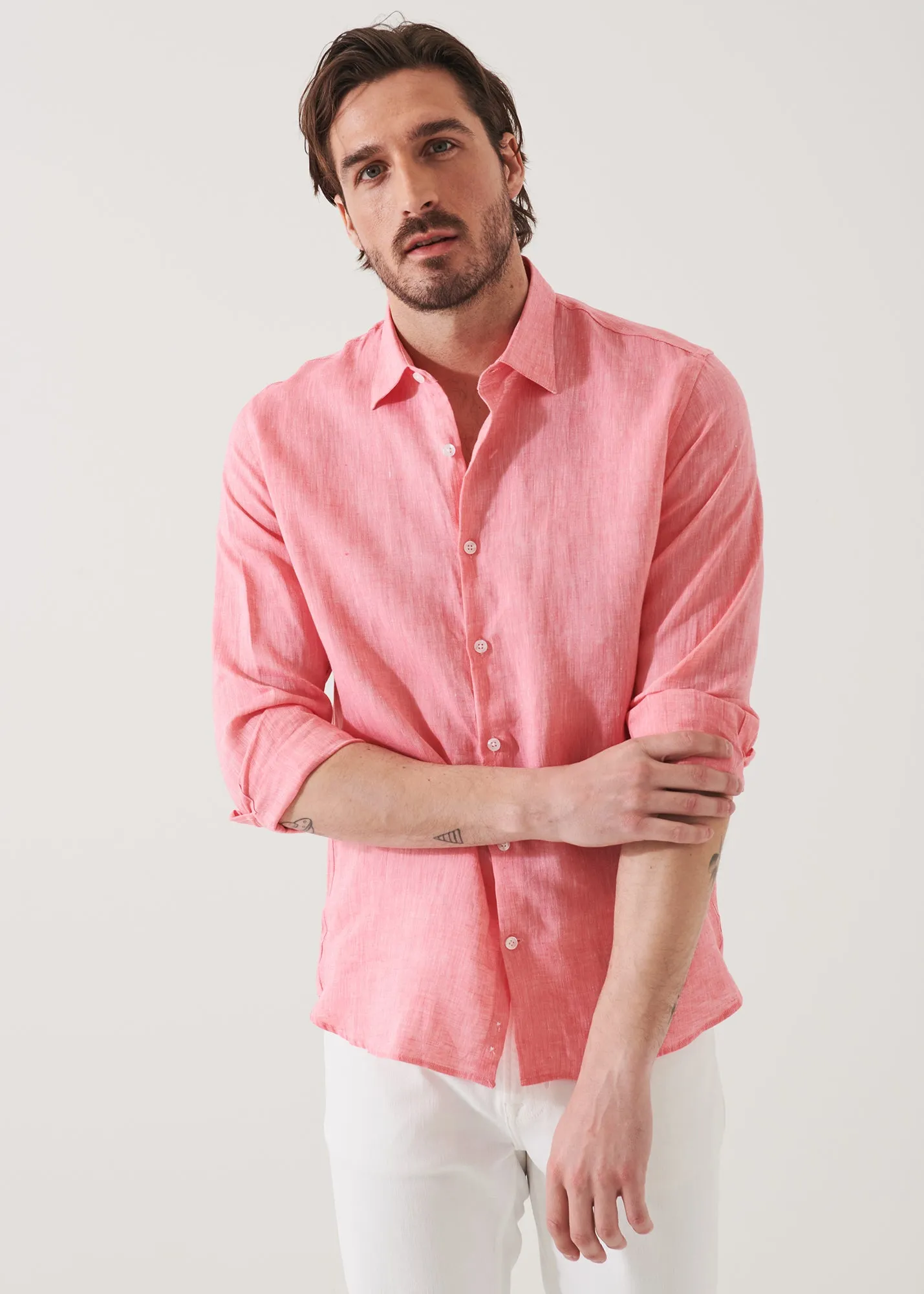 LINEN CHAMBRAY SHIRT - > Lightweight Linen Chambray Shirt