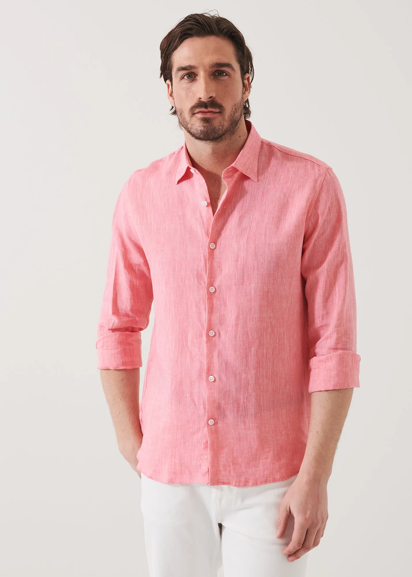 LINEN CHAMBRAY SHIRT - > Lightweight Linen Chambray Shirt