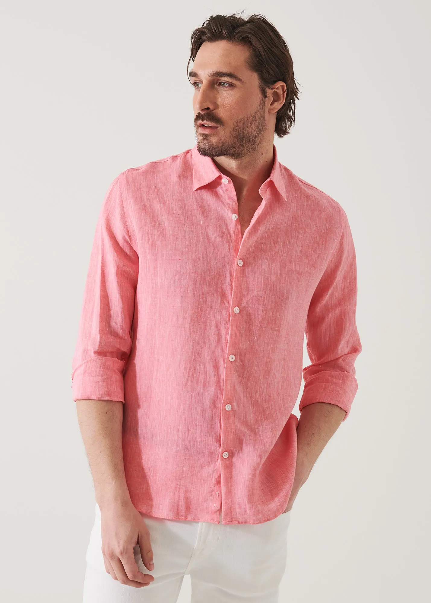 LINEN CHAMBRAY SHIRT - > Lightweight Linen Chambray Shirt