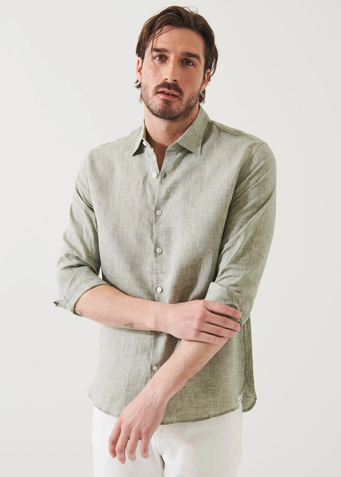 LINEN CHAMBRAY SHIRT - > Lightweight Linen Chambray Shirt