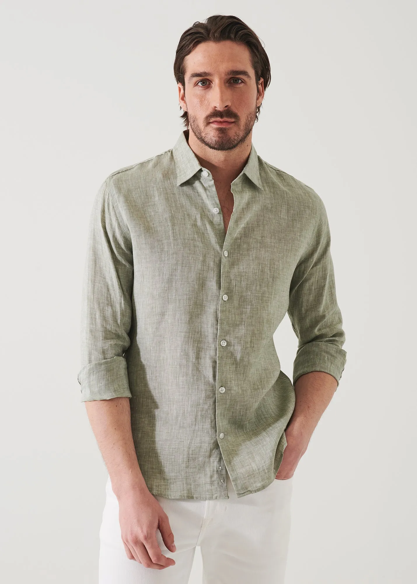 LINEN CHAMBRAY SHIRT - > Lightweight Linen Chambray Shirt