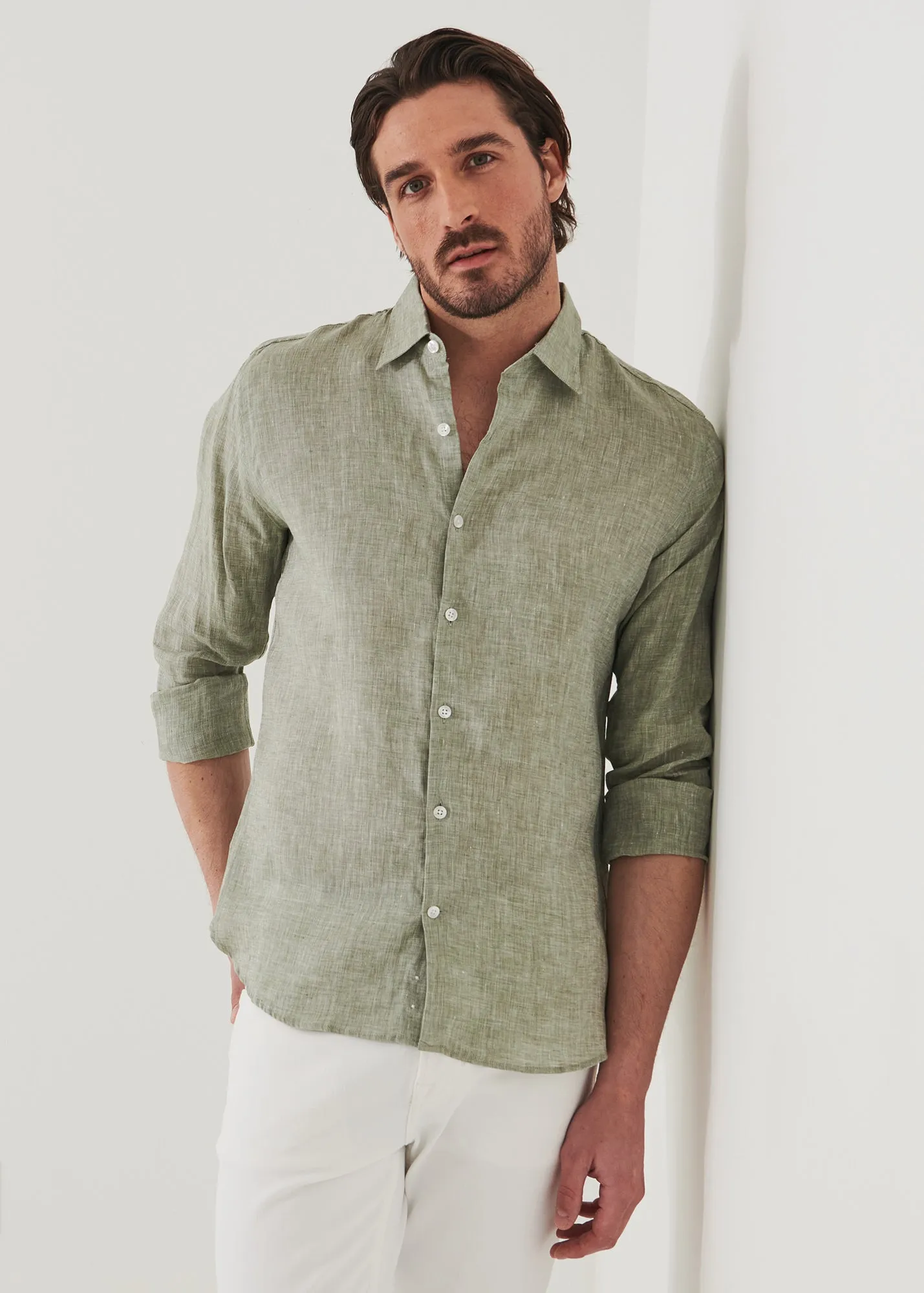 LINEN CHAMBRAY SHIRT - > Lightweight Linen Chambray Shirt