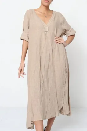 Linen V-Neck Dress