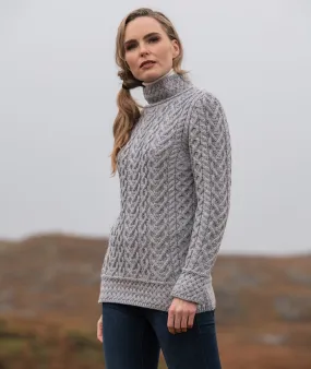 Luxurious Cable Knit High Neck Sweater for Women by West End Knitwear