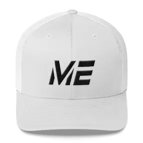 Maine Trucker Cap with Black Embroidery - ME State Design - Various Hat Colors