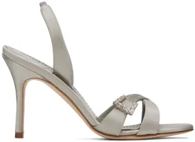 Gray Ramisli Heeled Sandals by Manolo Blahnik