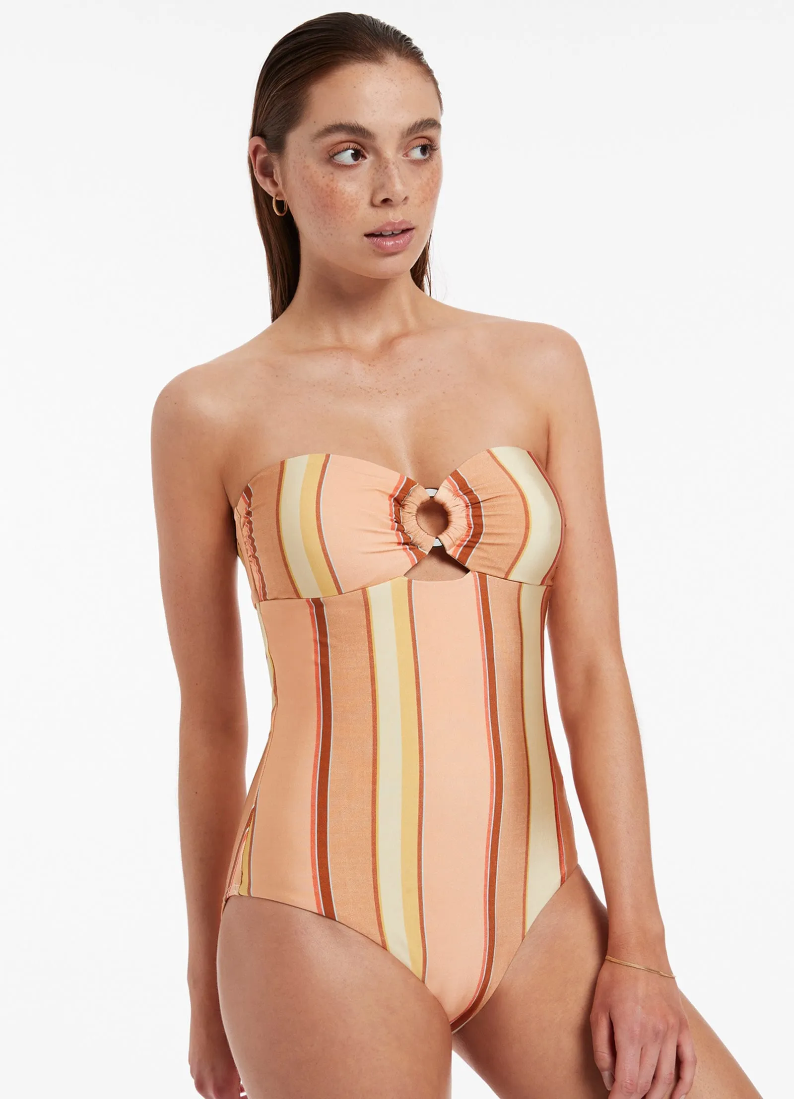 Marigold Fira Stripe Bandeau One Piece