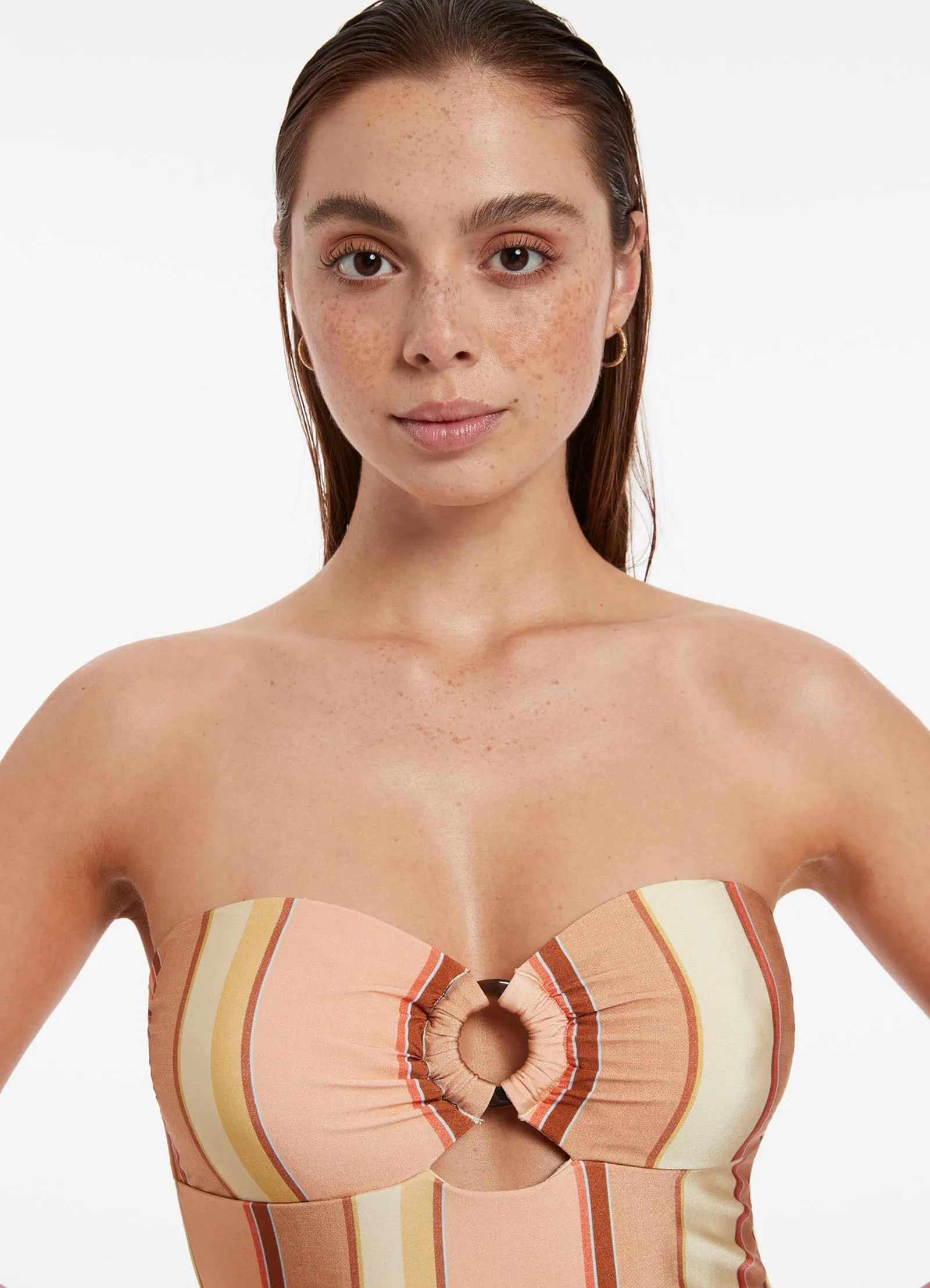 Marigold Fira Stripe Bandeau One Piece