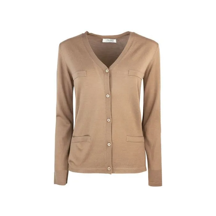 Max Mara Wool Long Sleeves Cardigans - Elegant Plain Office Style