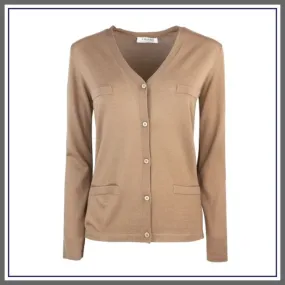 Max Mara Wool Long Sleeves Cardigans - Elegant Plain Office Style