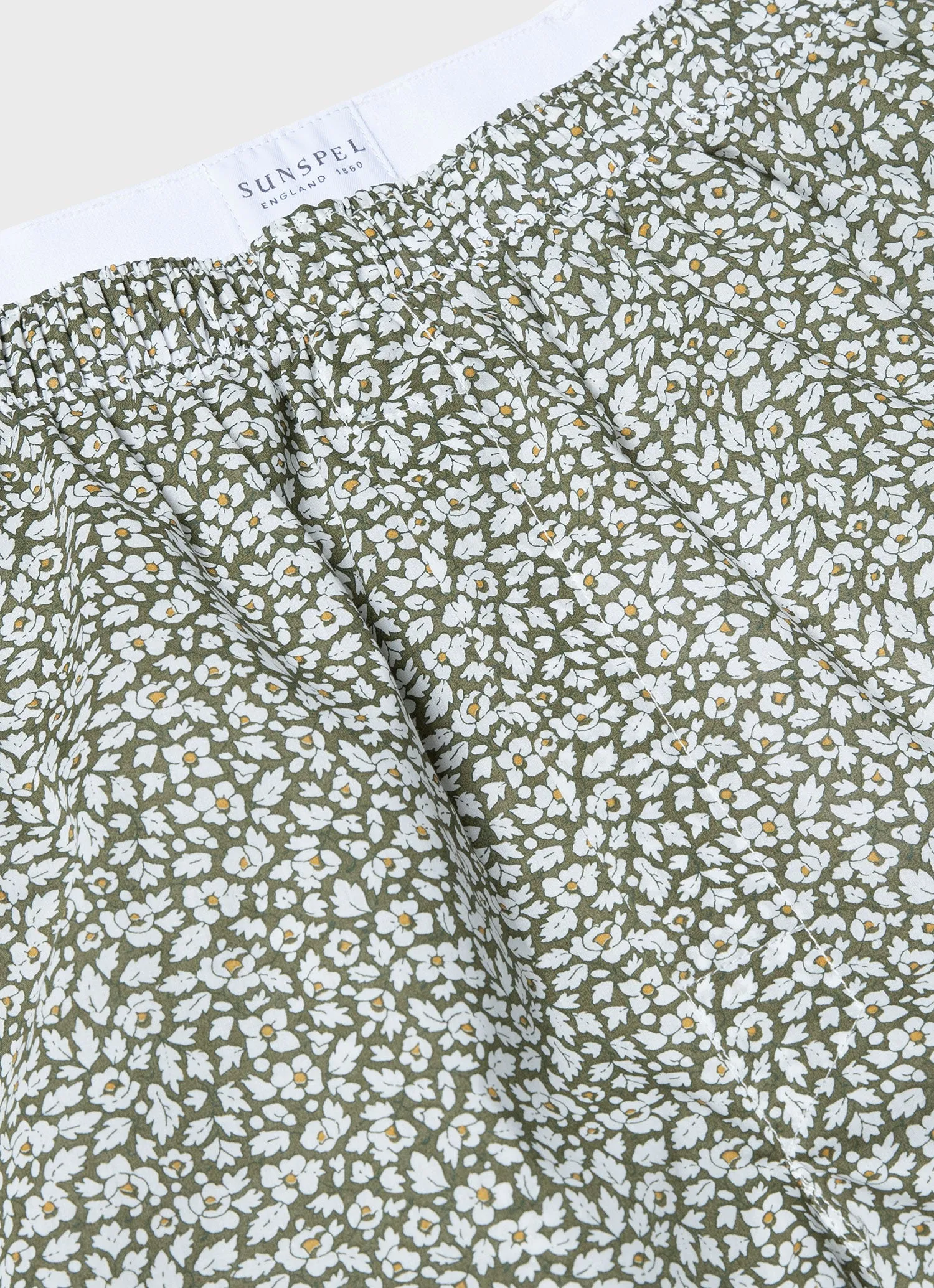 Men's Liberty Fabric Boxer Shorts in Khaki Feather Meadow