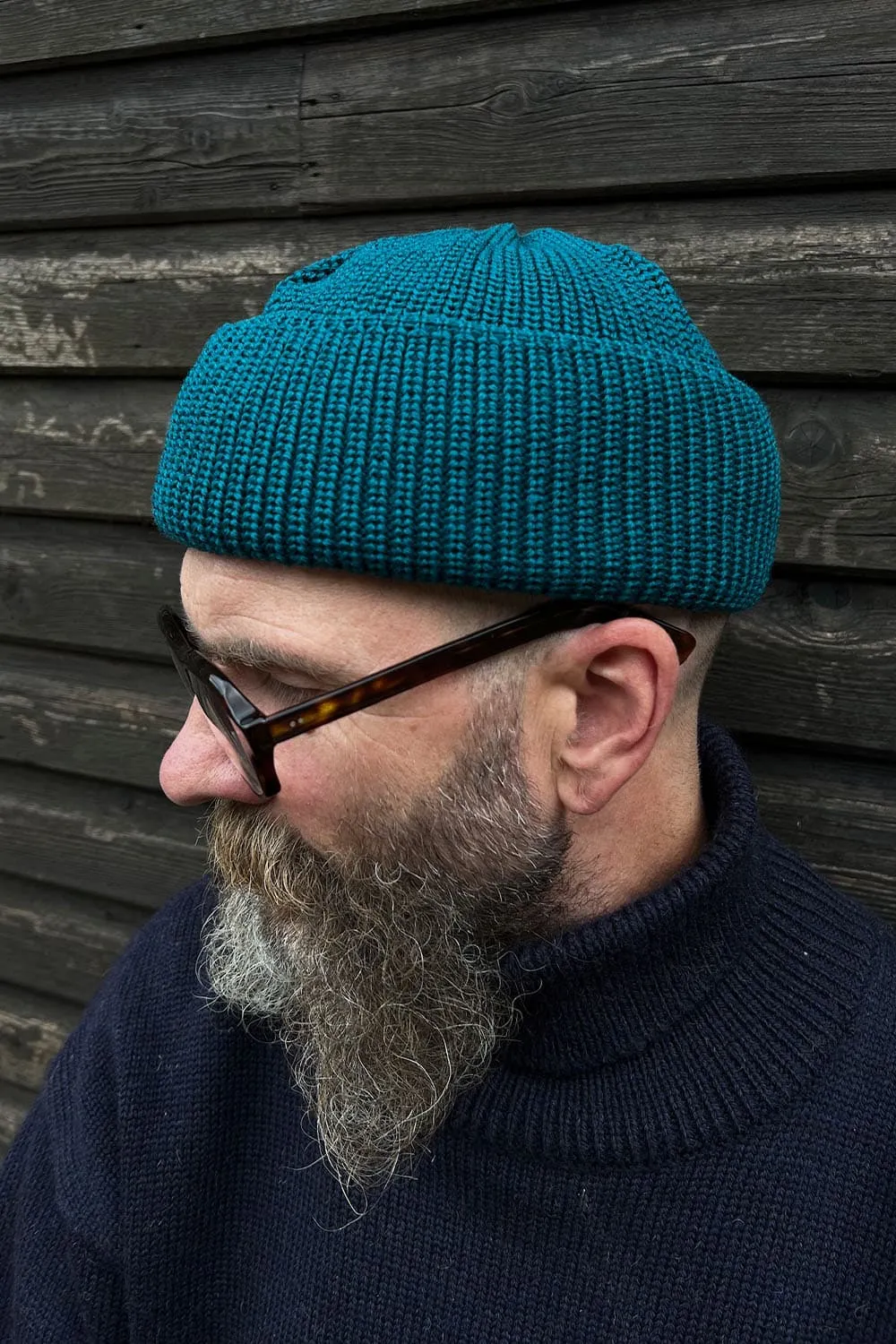 Merino Bifold Beanie in Teal