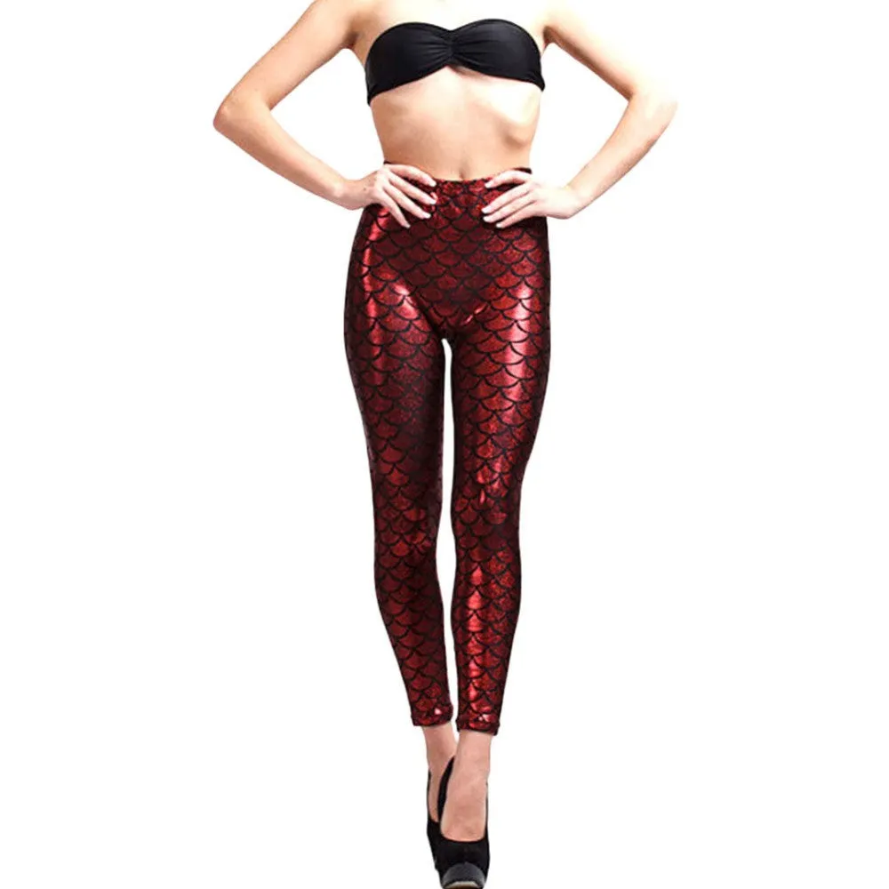 Mermaid Fish Scale Leggings Jeggings - Women's Skinny Pants in 9 Colors