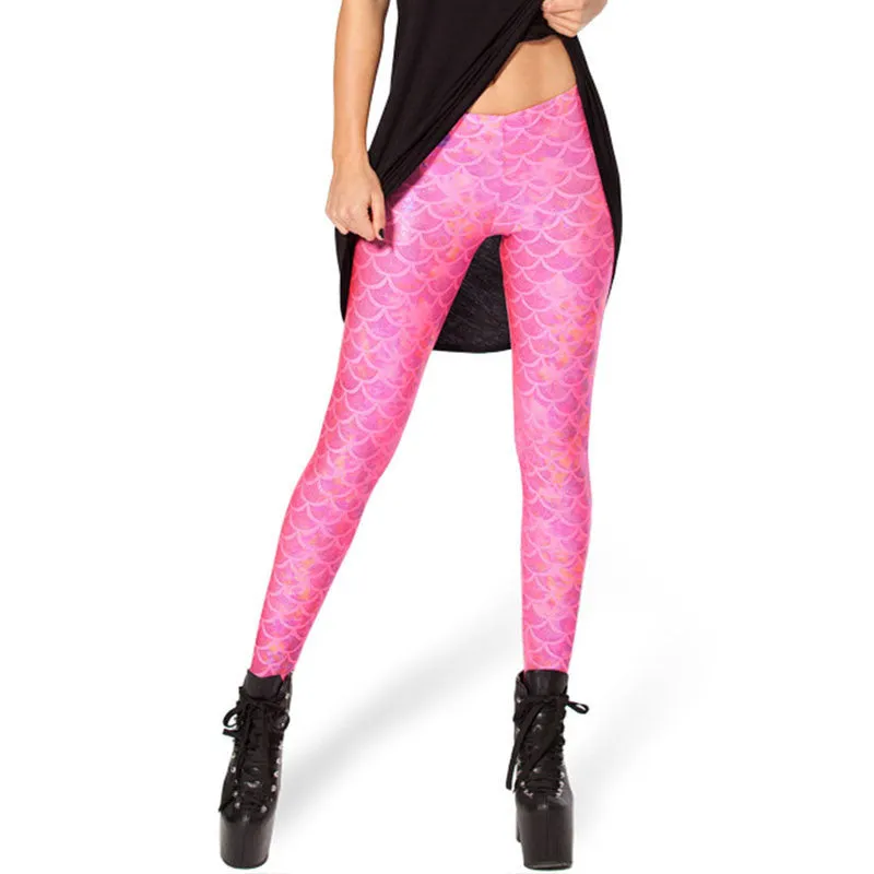 Mermaid Fish Scale Leggings Jeggings - Women's Skinny Pants in 9 Colors