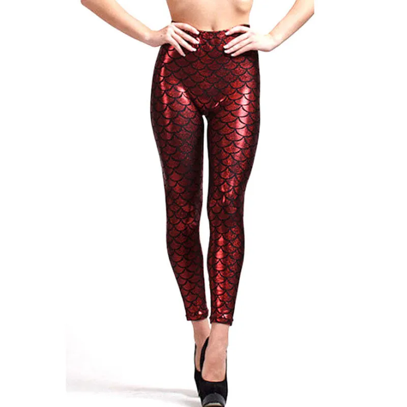 Mermaid Fish Scale Leggings Jeggings - Women's Skinny Pants in 9 Colors