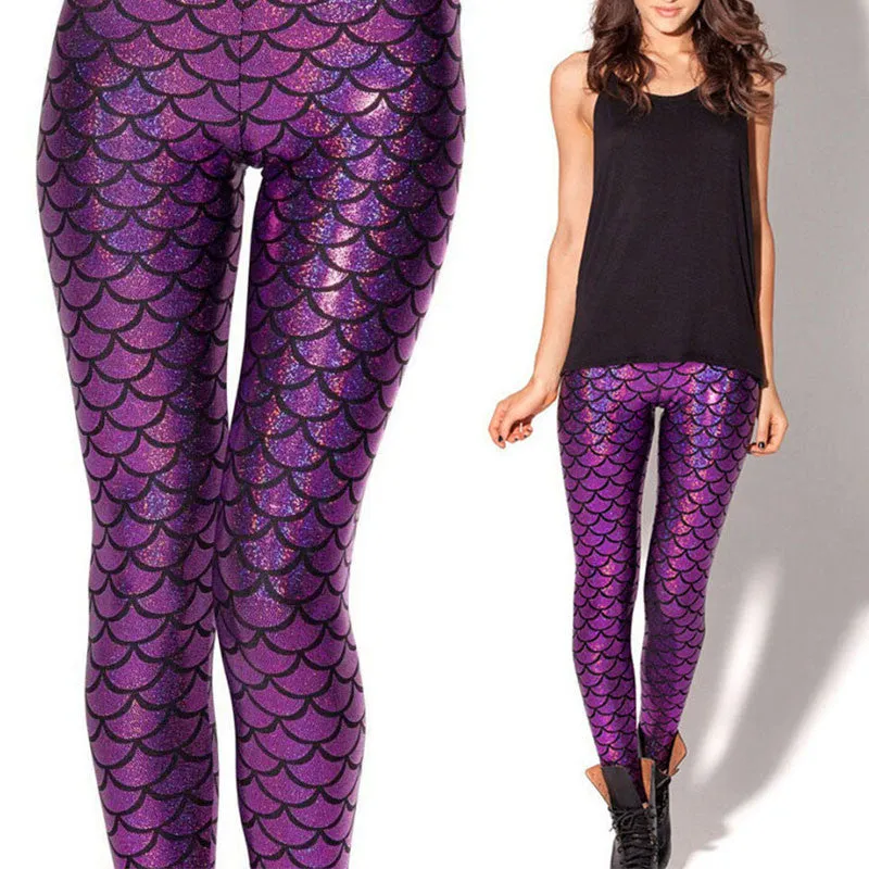 Mermaid Fish Scale Leggings Jeggings - Women's Skinny Pants in 9 Colors