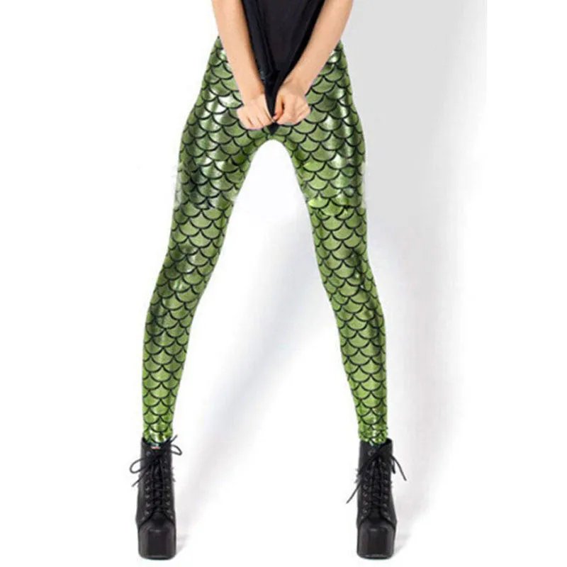 Mermaid Fish Scale Leggings Jeggings - Women's Skinny Pants in 9 Colors