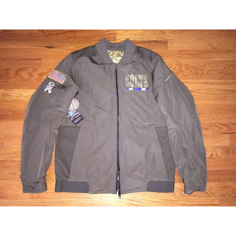 Indianapolis Colts Grey Bomber Jacket by Messiah - William Collection