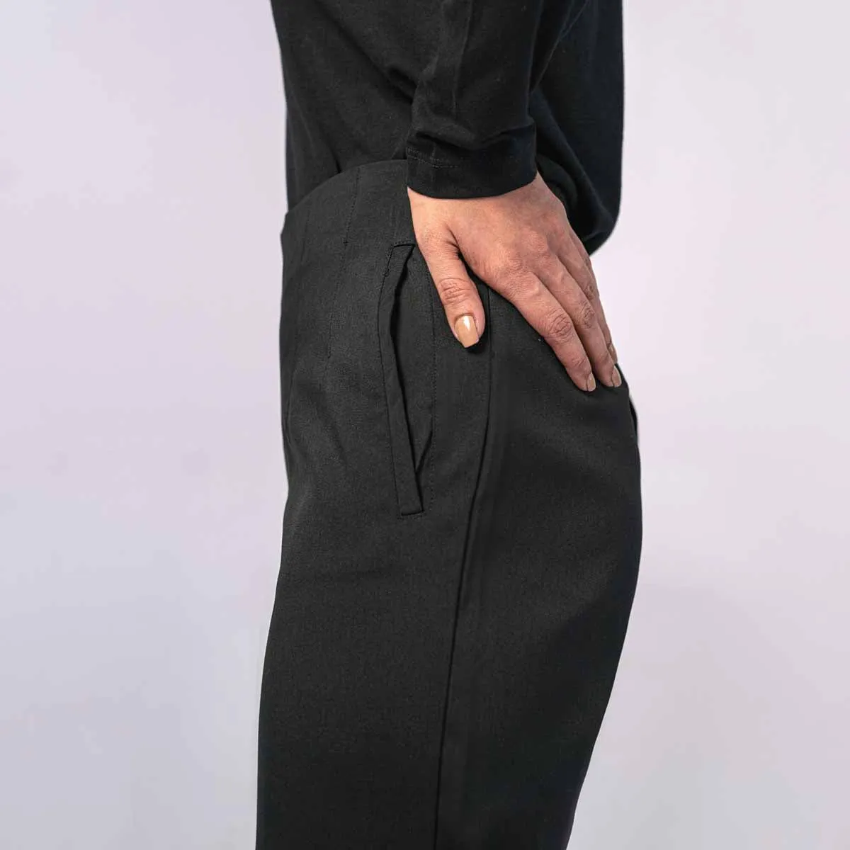 Micro Poly Plain Trouser Black - Women's Stretch Work Pant