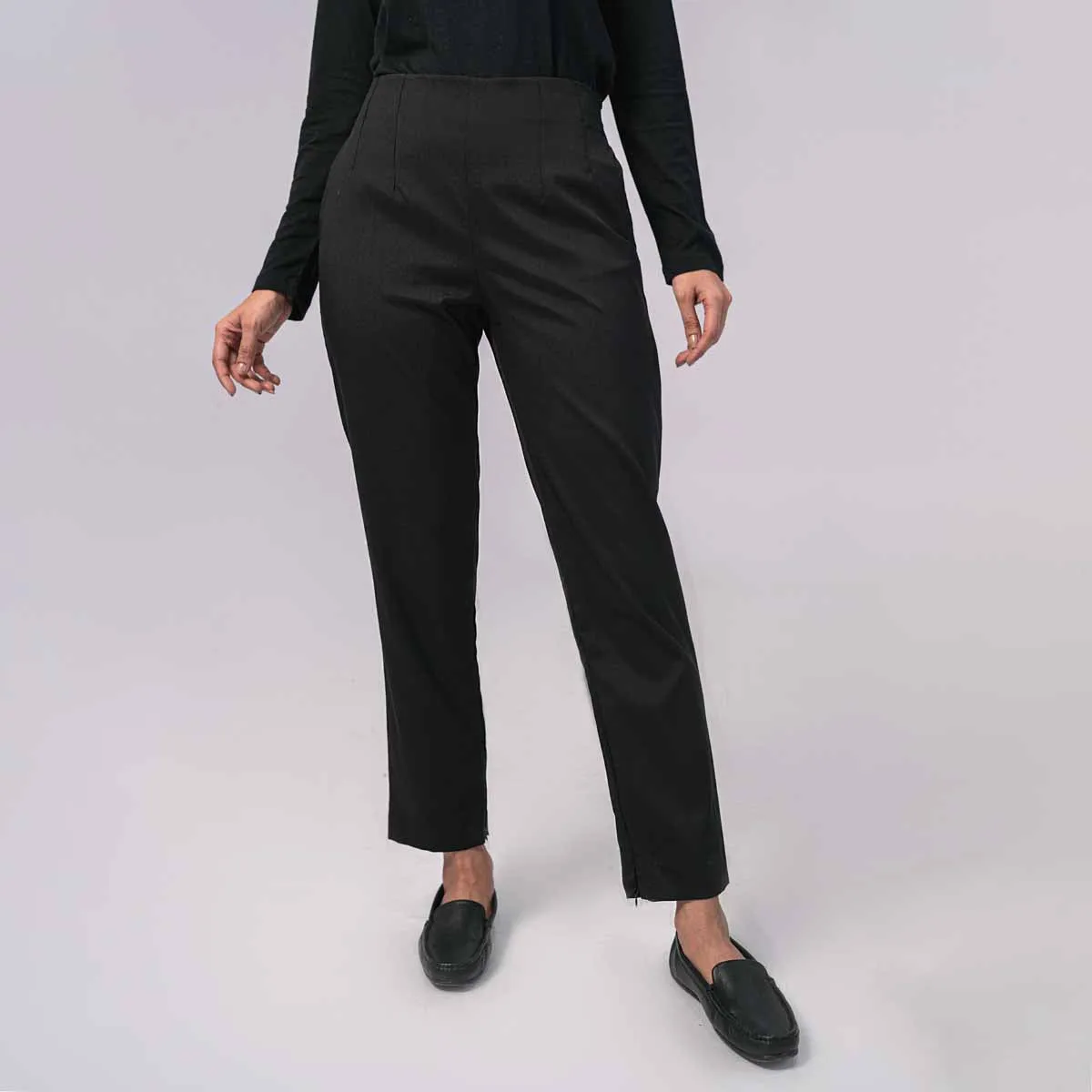 Micro Poly Plain Trouser Black - Women's Stretch Work Pant