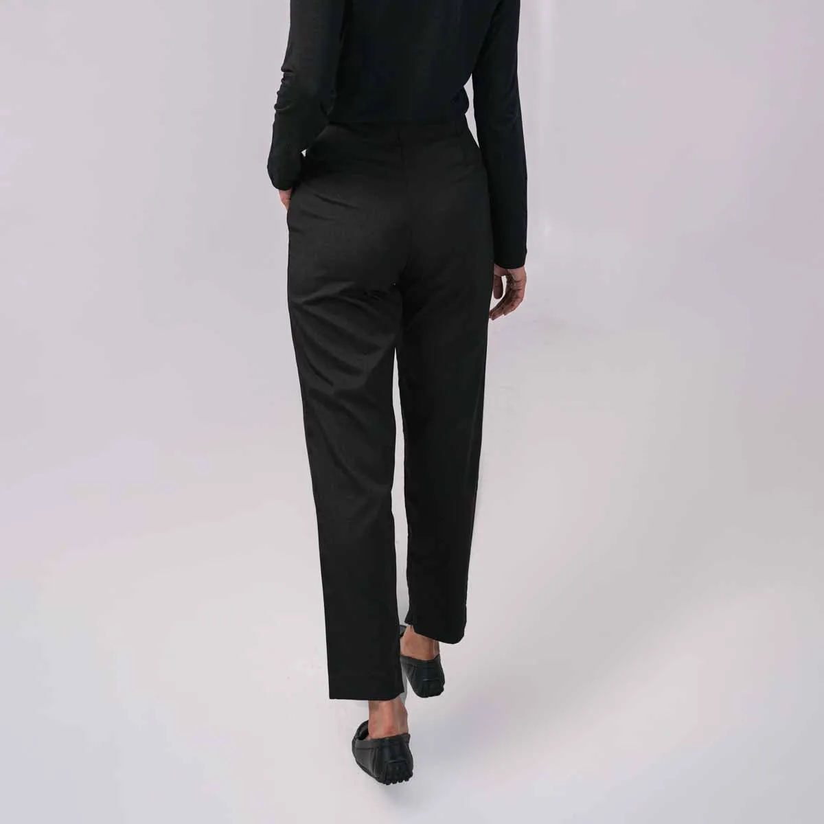 Micro Poly Plain Trouser Black - Women's Stretch Work Pant