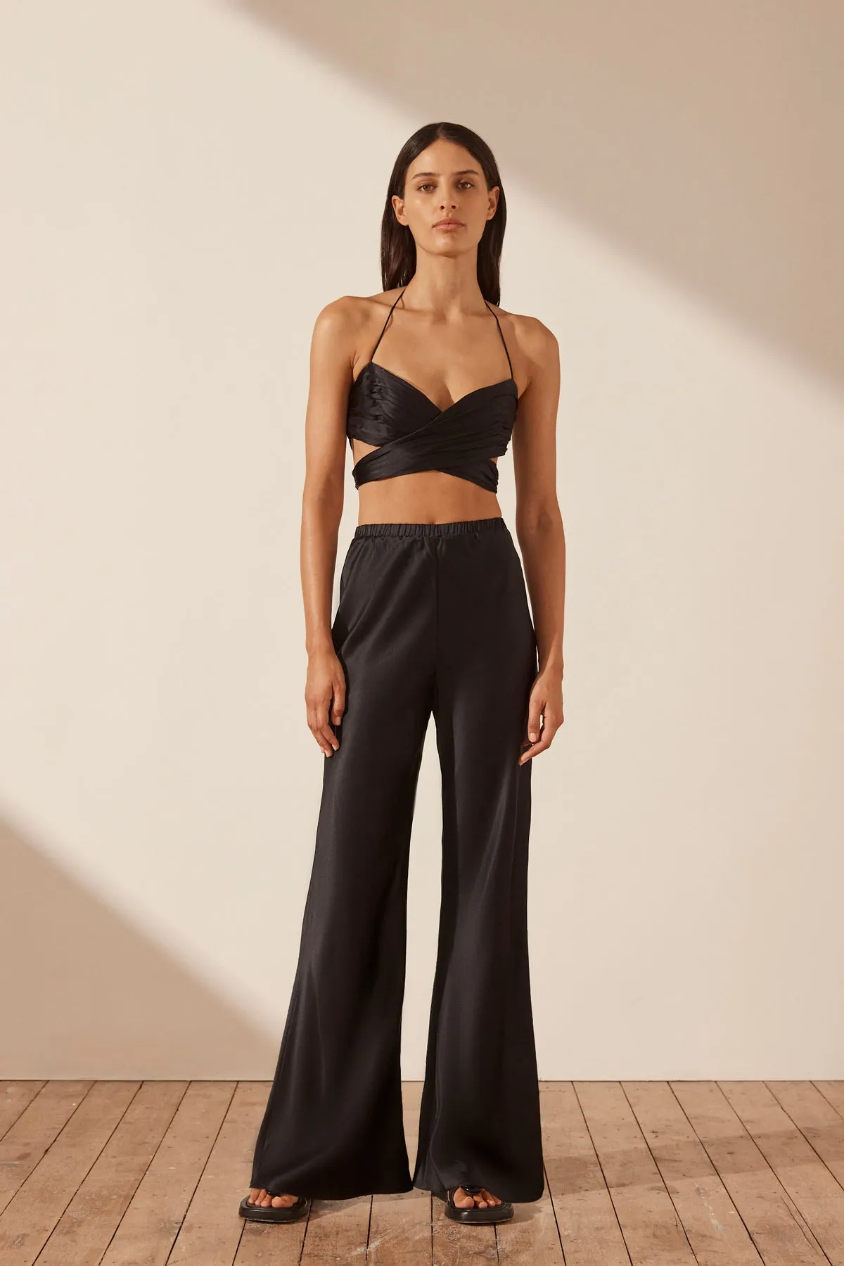 Midnight Silk Bias-Cut Trousers.