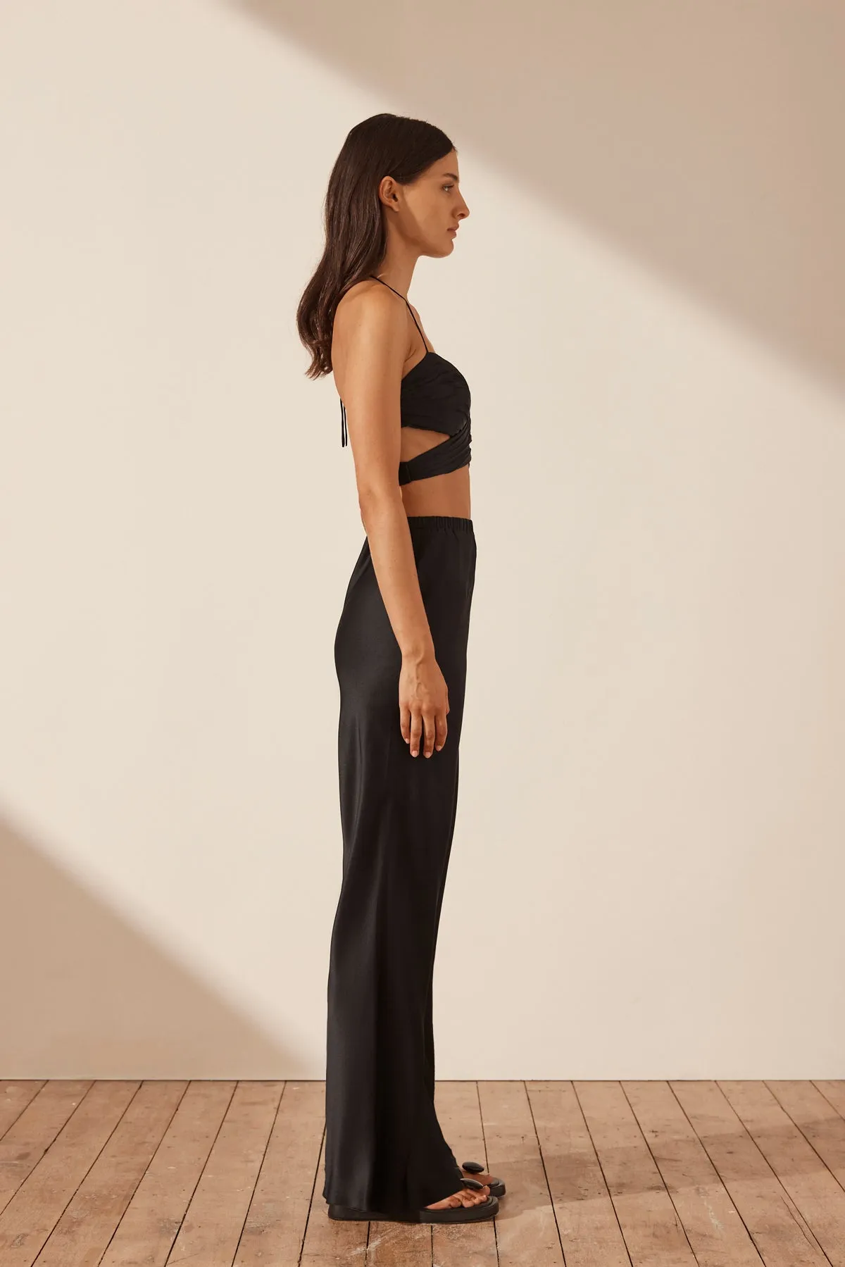 Midnight Silk Bias-Cut Trousers.