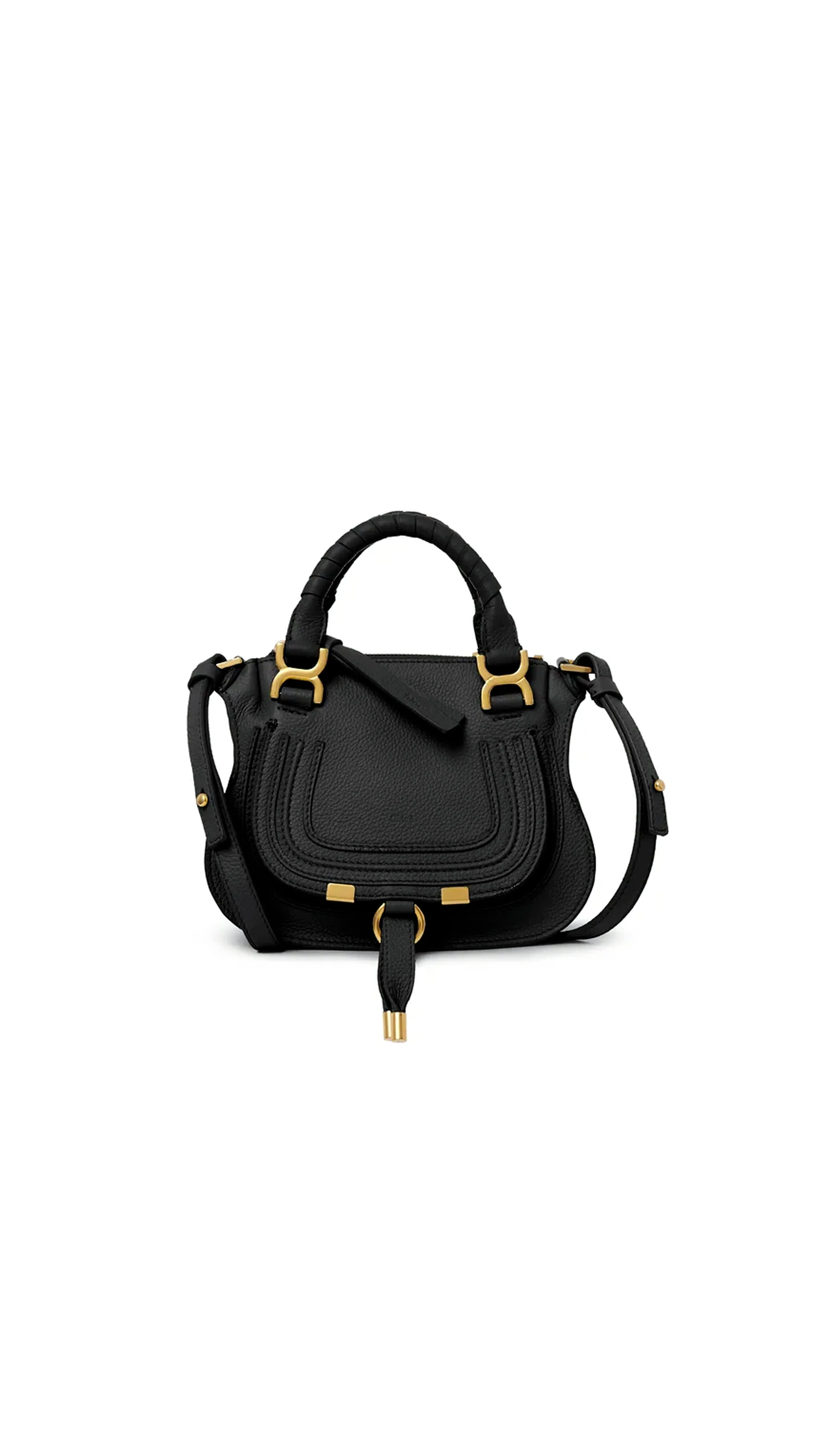 Grained Leather Black Mini Marcie Bag