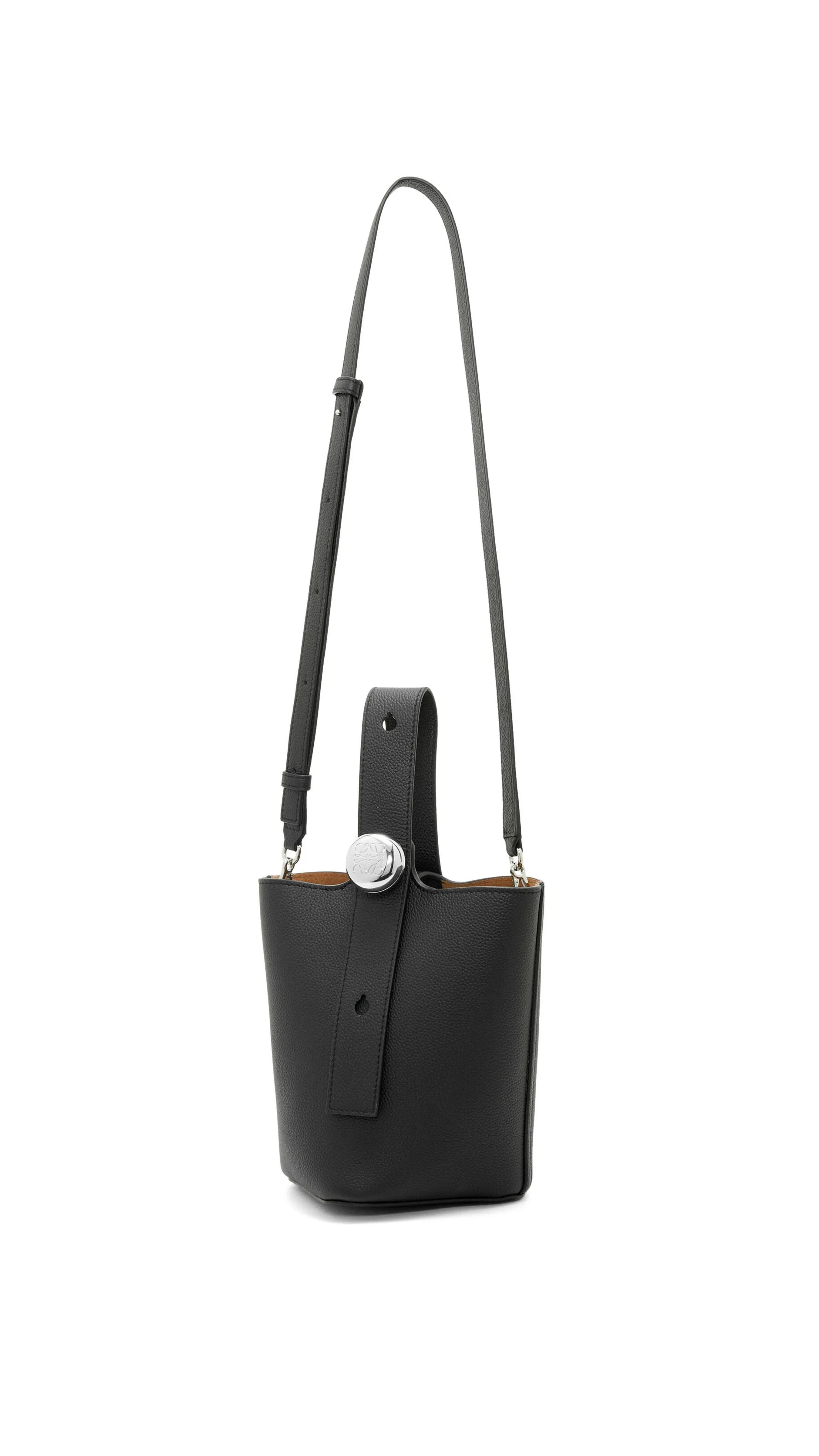 Soft Grained Calfskin Black Mini Pebble Bucket Bag