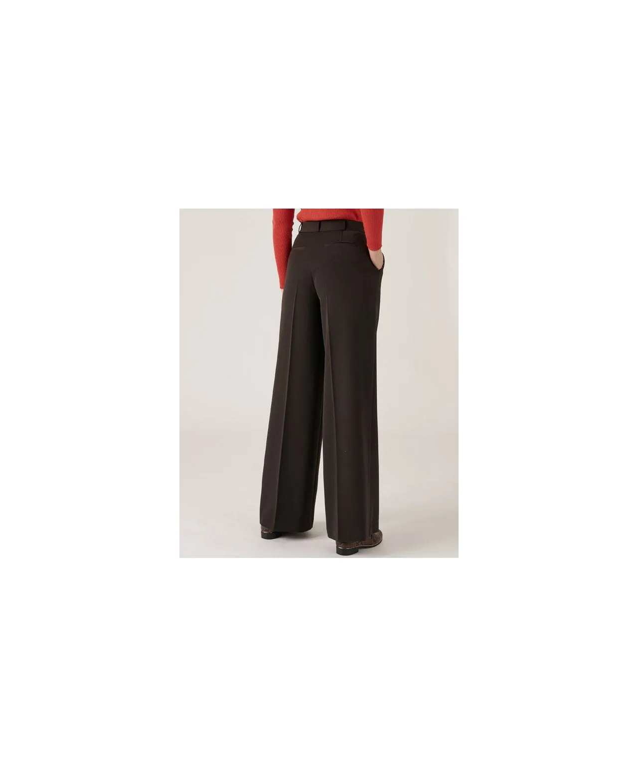 Wide-Leg Trousers with Mock Belt