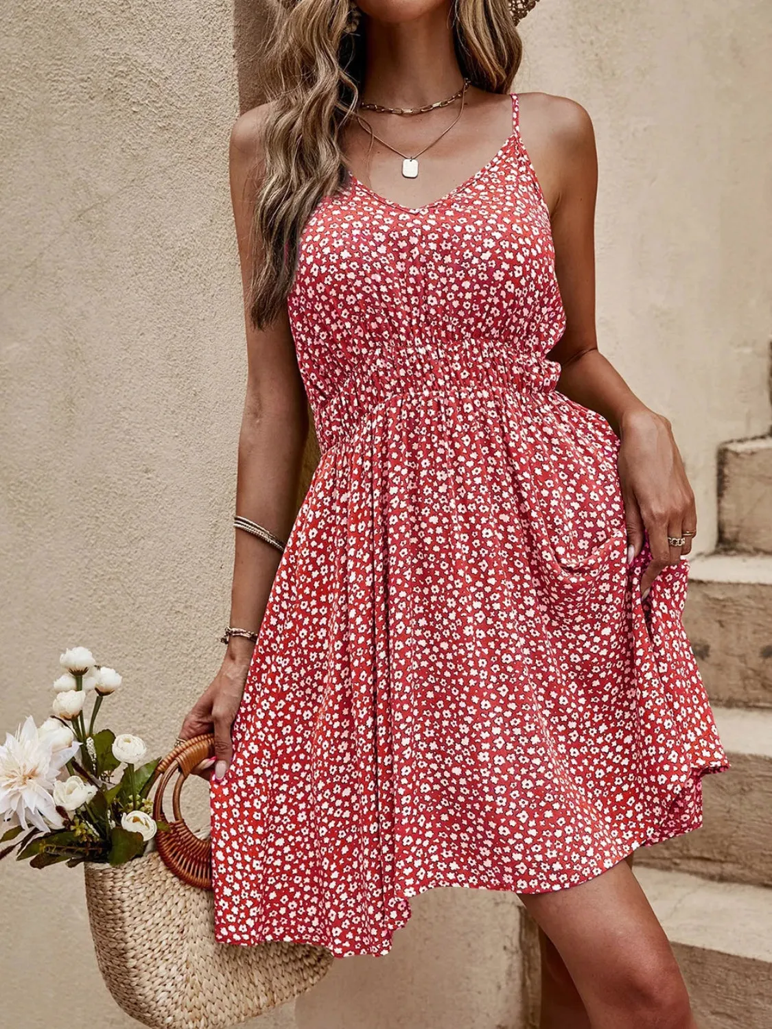 Monika Floral V Neck Mini Cami Dress