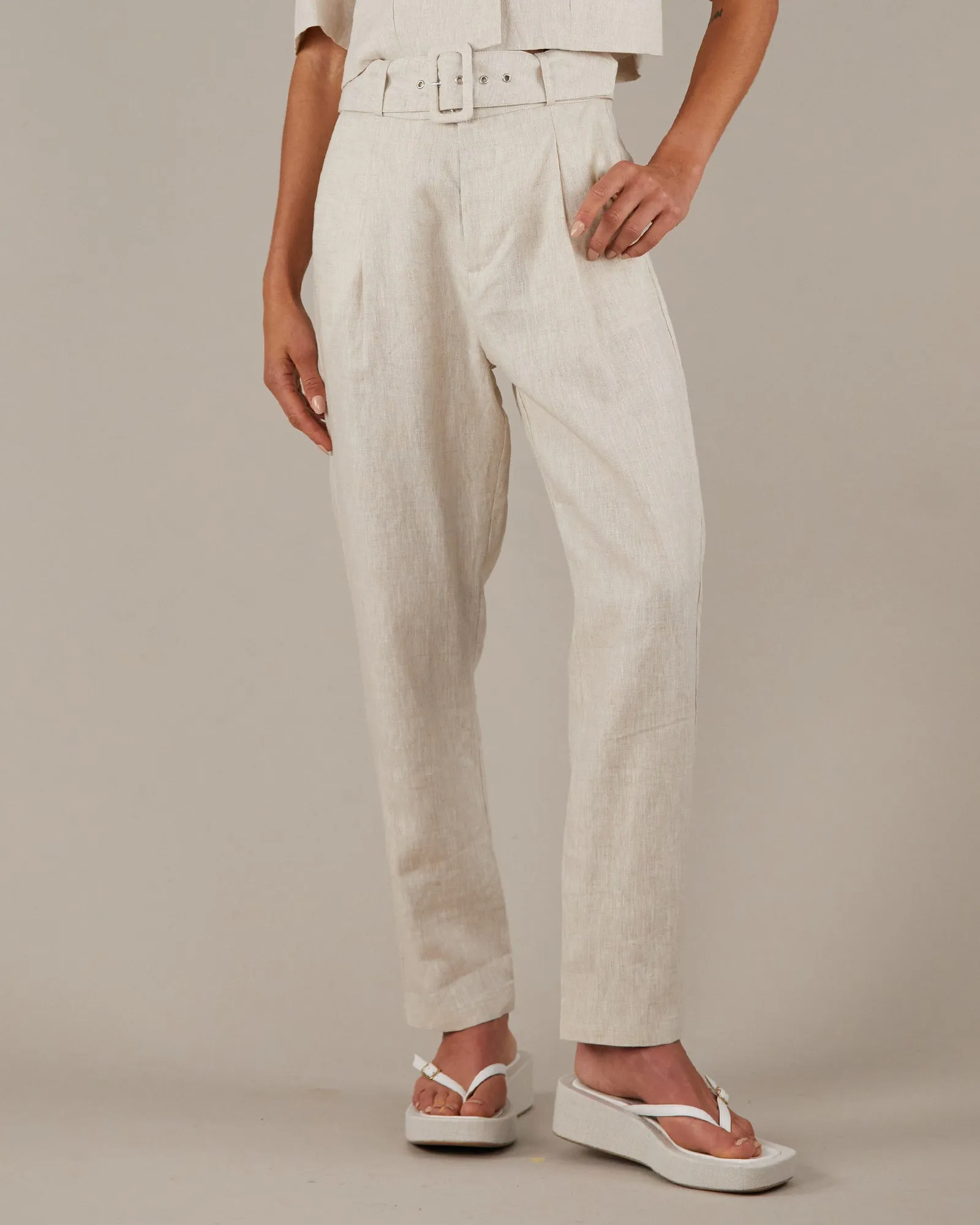 Natural Azure Linen Trouser