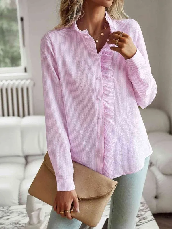 Natural Ruffled Edge Blouse