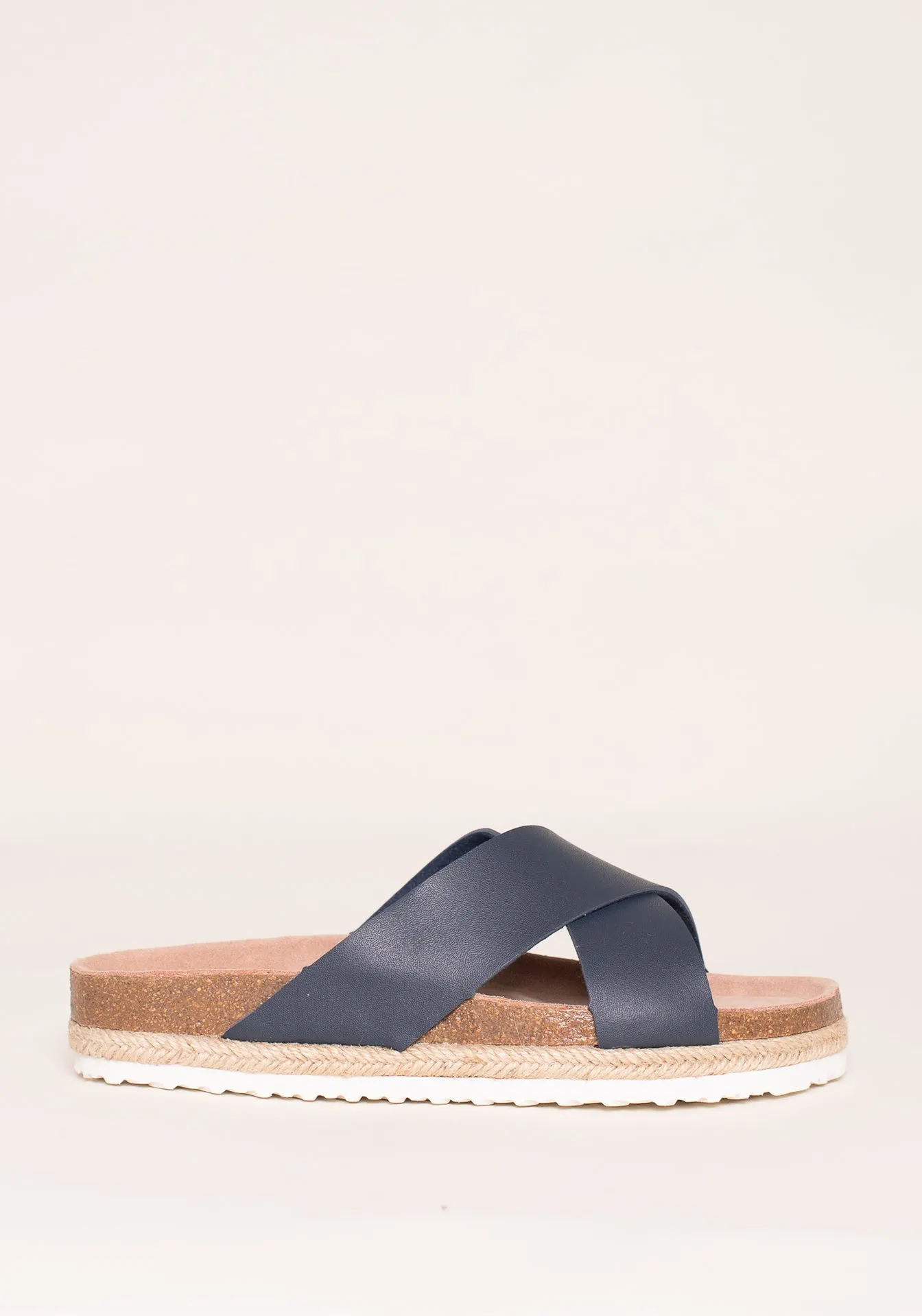 Navy Cross Strap Sandals