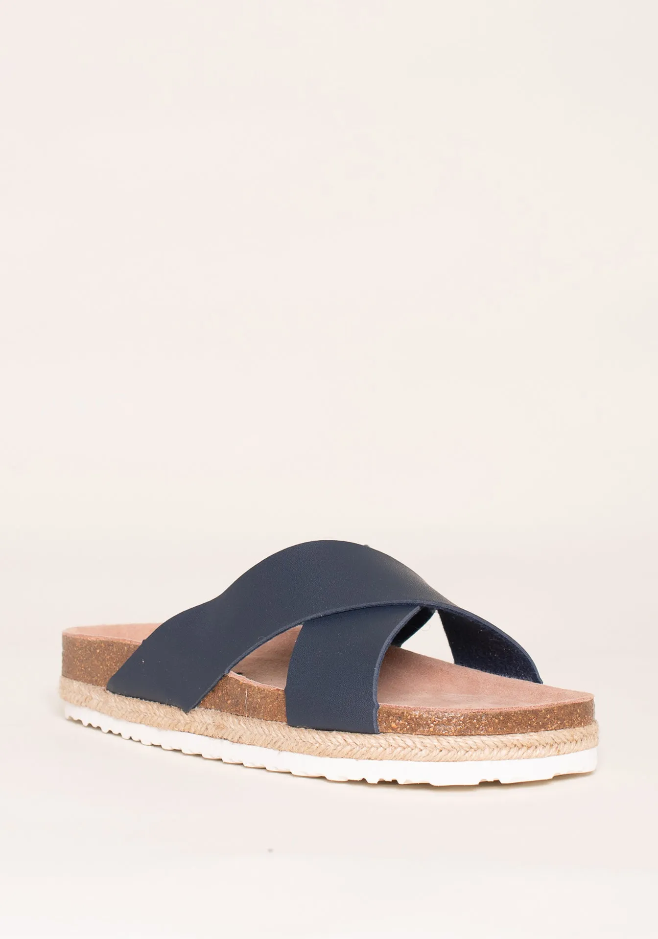 Navy Cross Strap Sandals