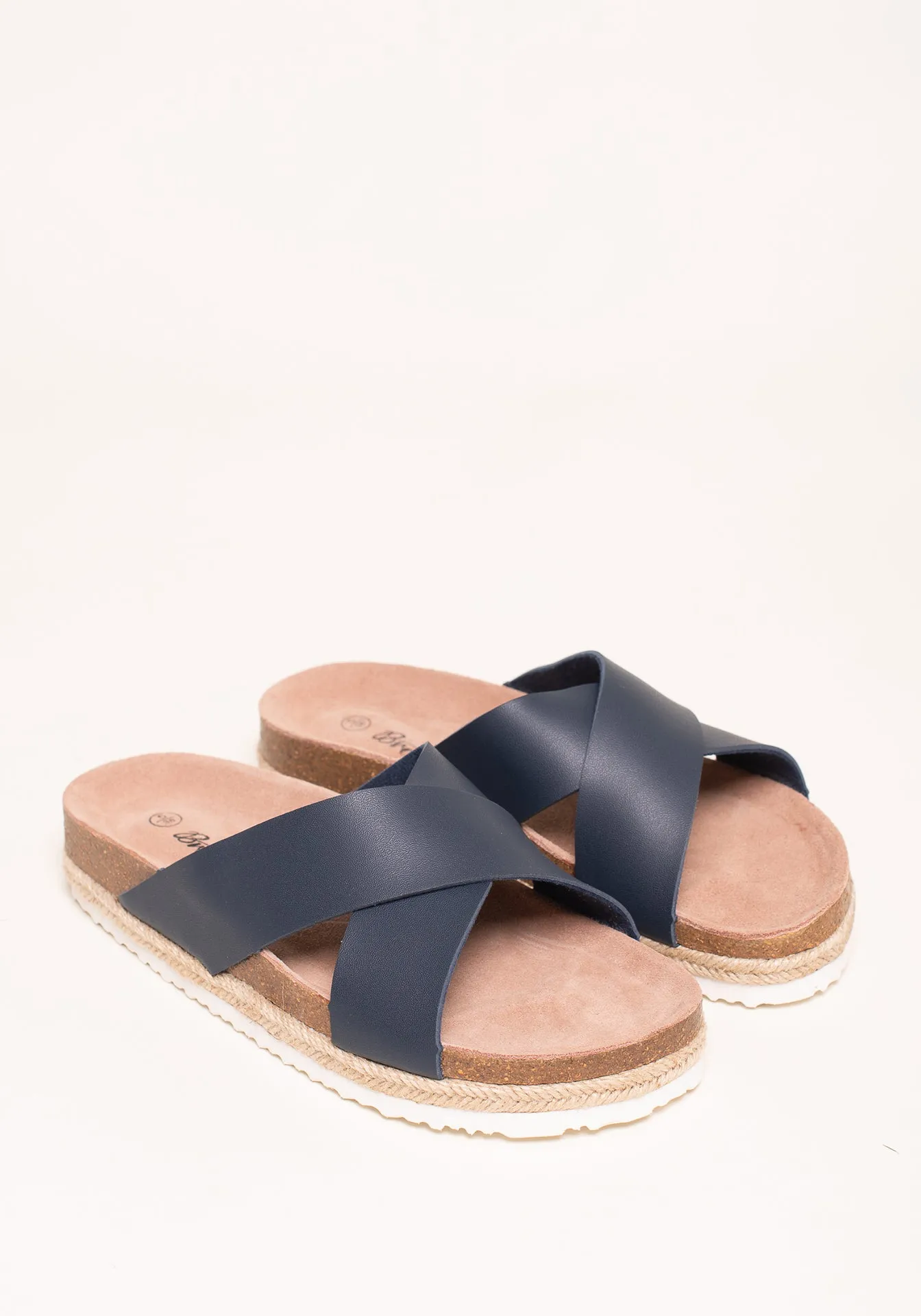 Navy Cross Strap Sandals