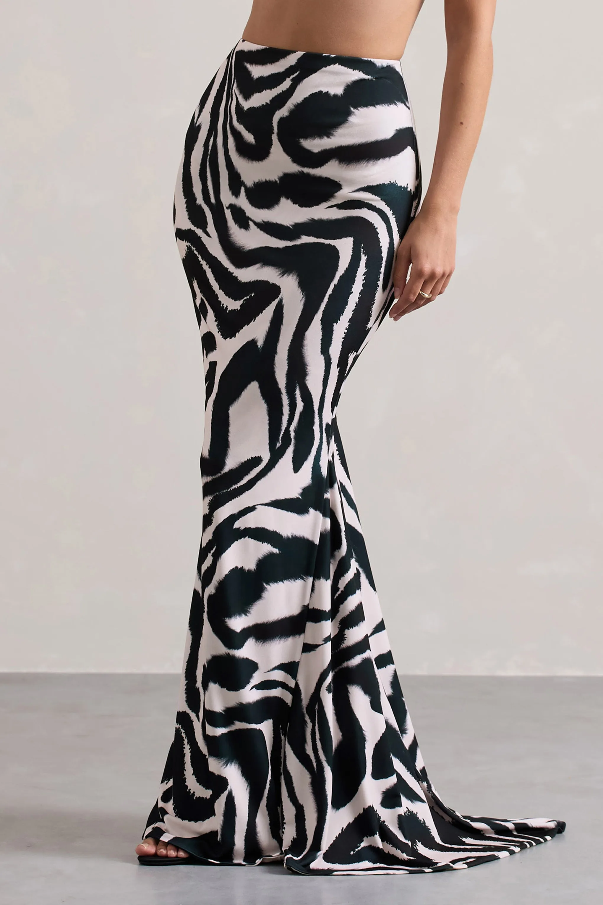 Neomie Zebra Print Fishtail Maxi Skirt - Shop Now