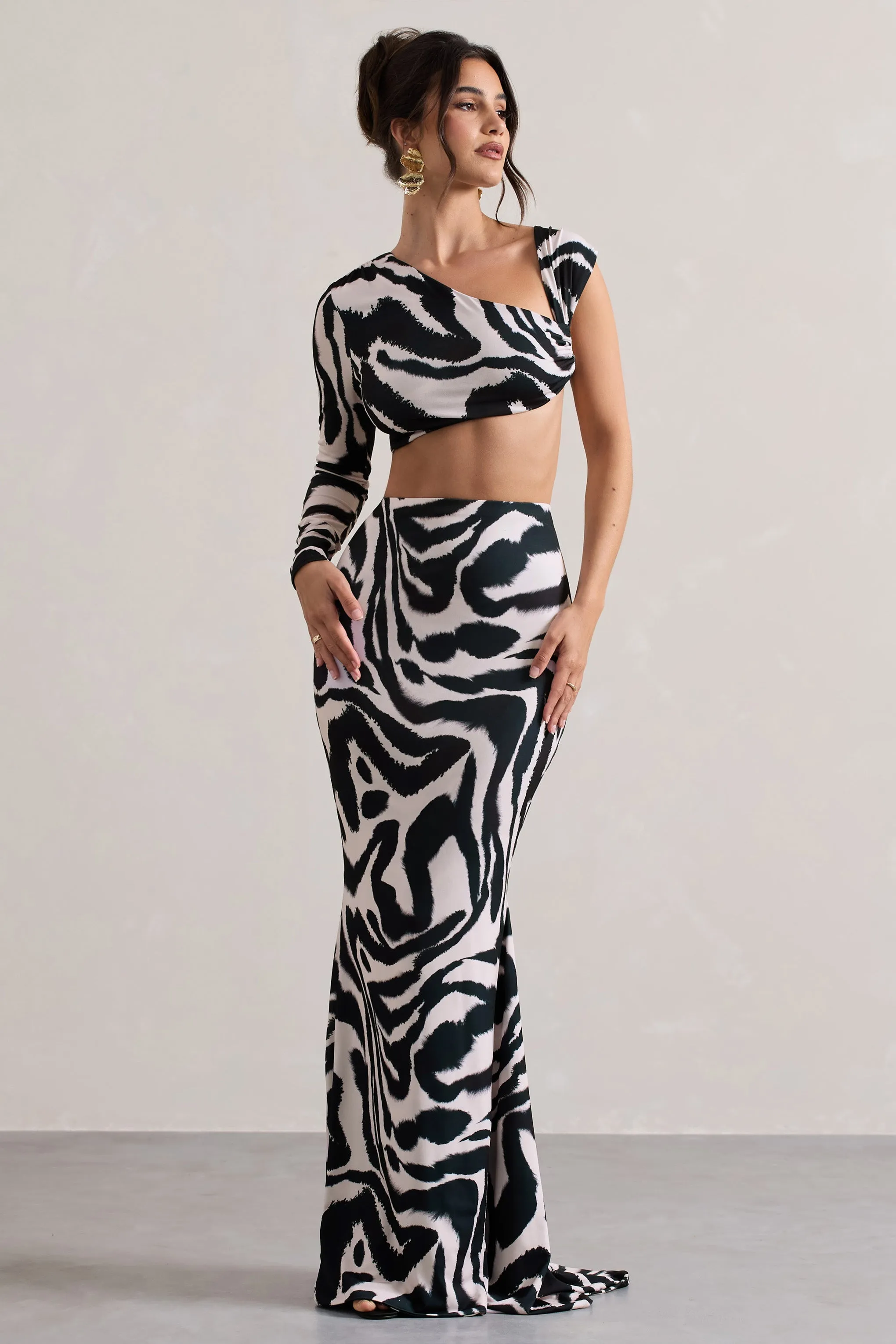 Neomie Zebra Print Fishtail Maxi Skirt - Shop Now