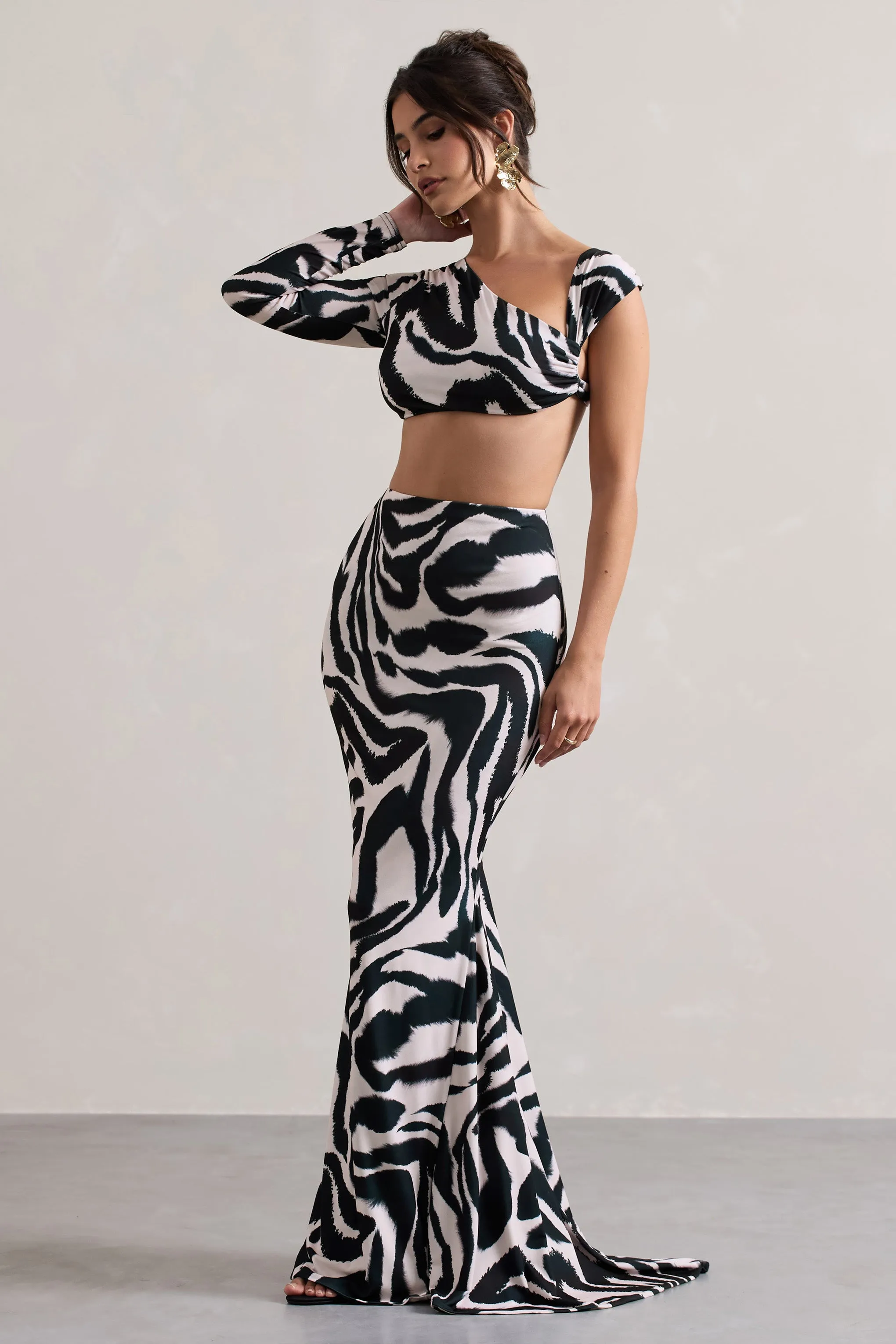 Neomie Zebra Print Fishtail Maxi Skirt - Shop Now