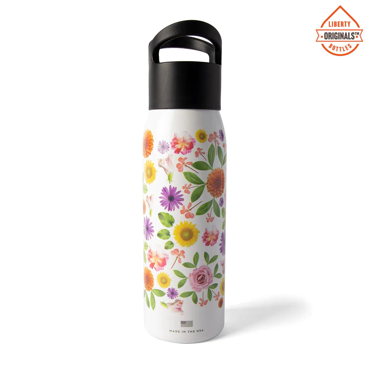 NEW Bloomin Original Water Bottle with Black Cap USA Liberty Bottleworks Made