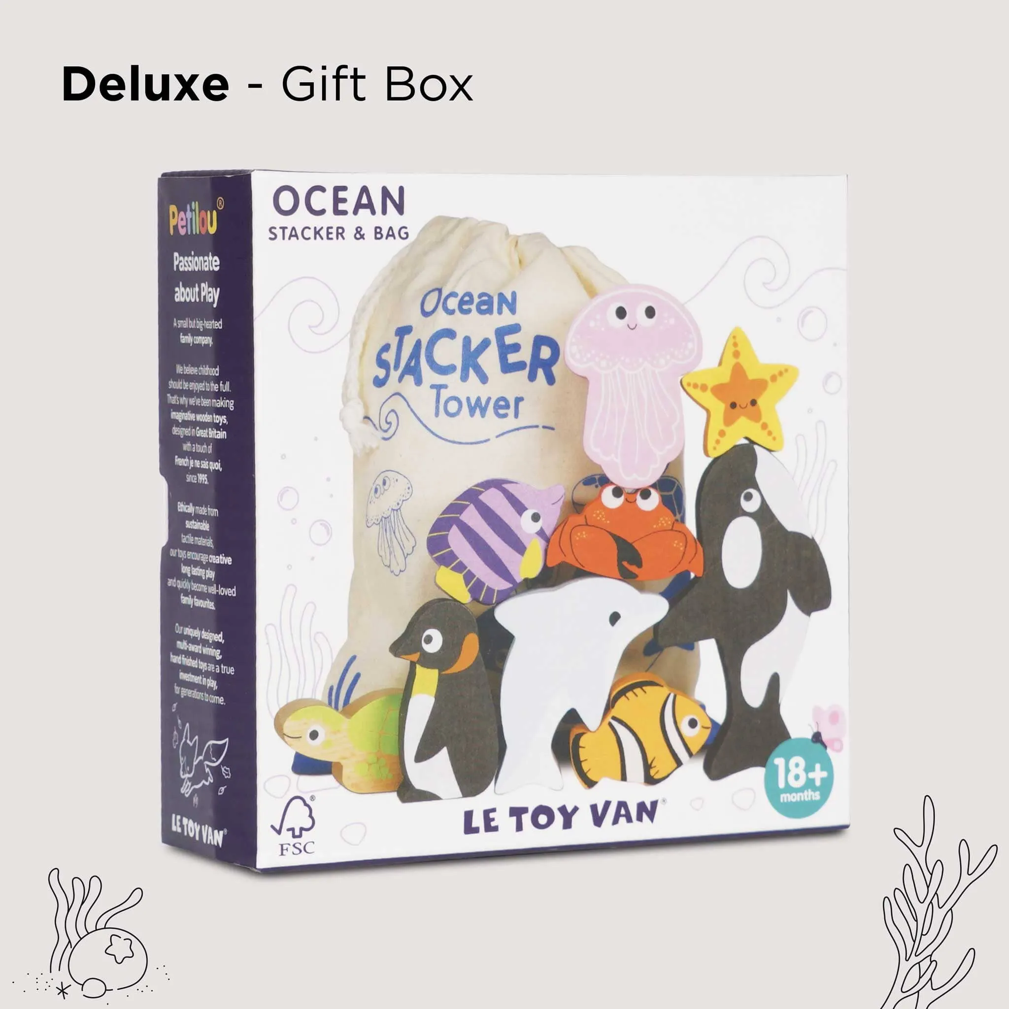 Ocean Animals Stackable Toy Set - Carrying Bag