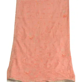 Peach Chiffon Silk Dupatta with Hand Beaded Accents - Sanskriti Vintage